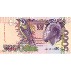 P65b Saint Thomas & Prince (Sao Tomé e Principe) - 5000 Dobras Year 1996 (2 Sec. Threads)